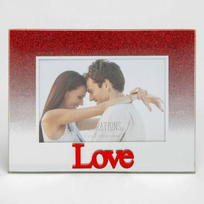 Photo Frame 6X4 - Love Red Glitter Glass