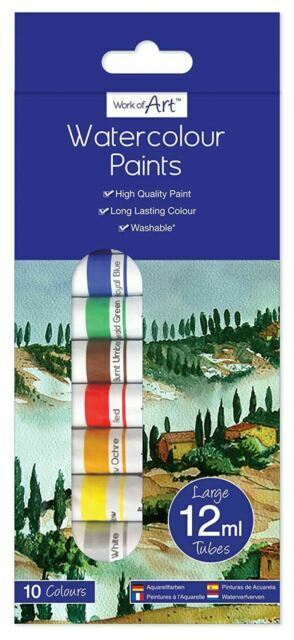 Watercolour Artists Paints Set X10 Colours X12Ml
