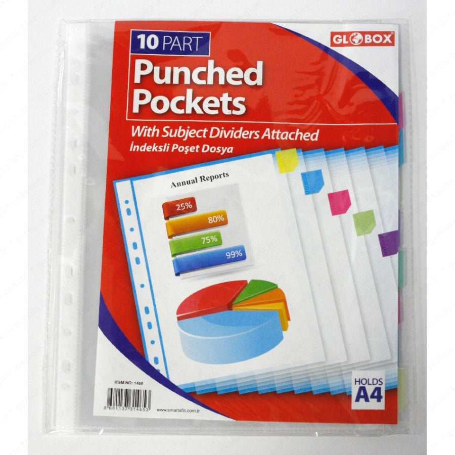 Ten Punched Pockets With Subject Dividers Attached