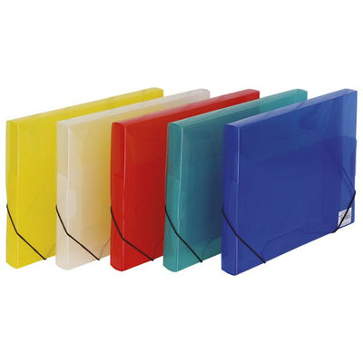 Elastic Plastic Box File Transparent Green 3Cm