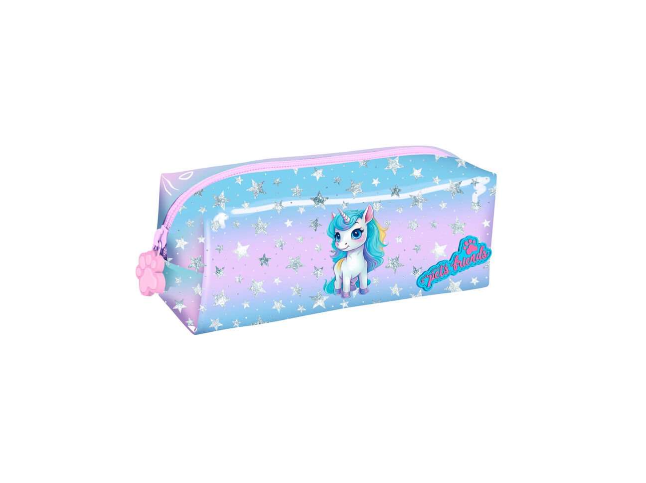 Pencil Case Pets Friends Unicorn 1 Zip Pink