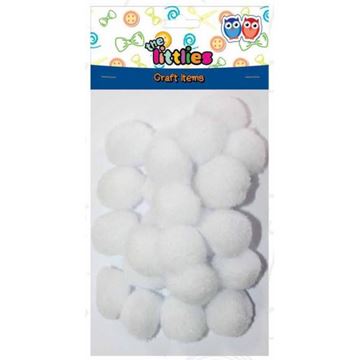 Pom Poms White 25Mm-25Pcs