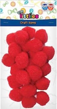 Pom Poms Red 25Mm-25Pcs