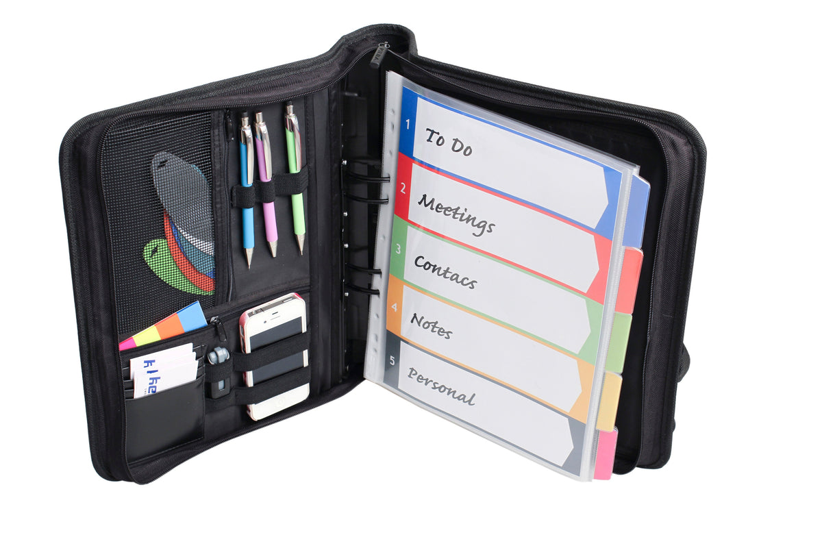 Briefcase With Strap And 4 Ring Binder Black