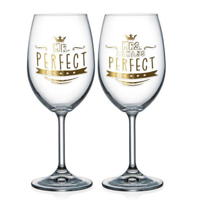 Pair wine glasses MR Perfect MRS always Perfect