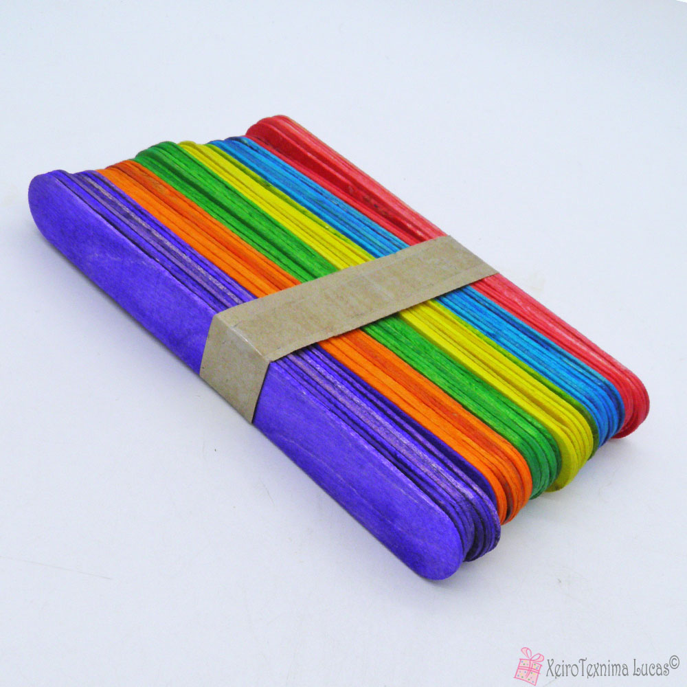Wooden Coloured Jumbo Sticks 150Mm - 80Pcs