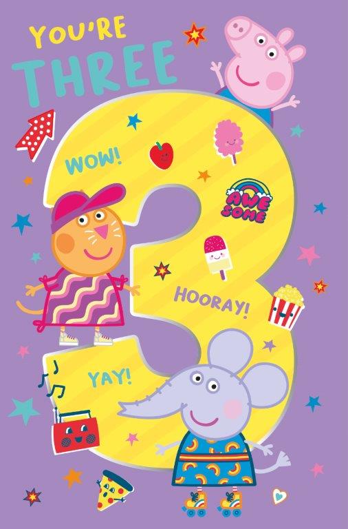 Happy Birthday Card - Peppa Pig Three Today