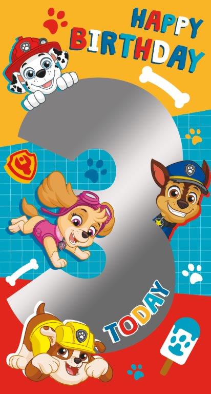 Happy Birthday Card - Pawpatrol 3 Today