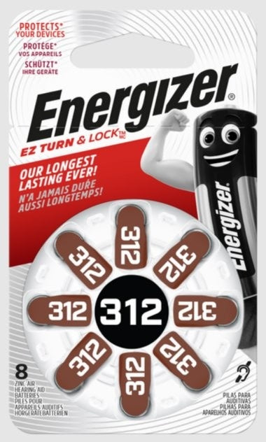 Energizer Hearing Aid Battery 312 - Pack of 8 pcs