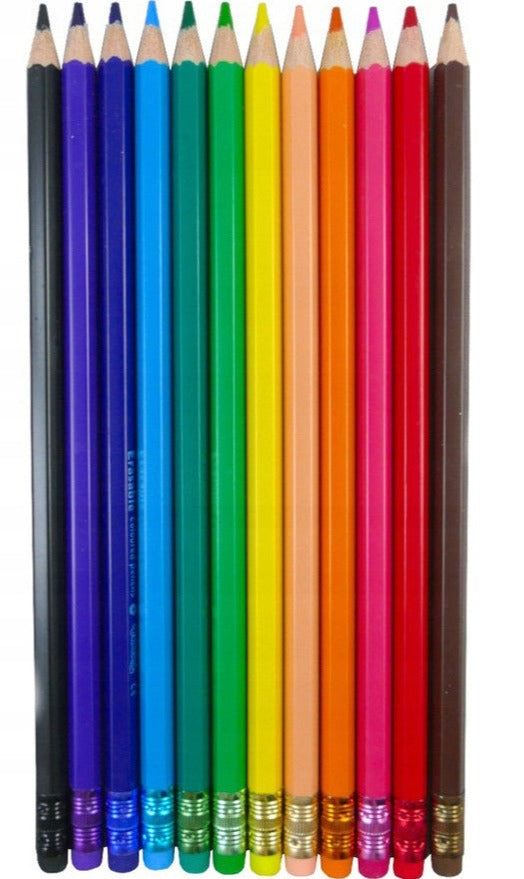 Erasable Coloured Hexagon Pencil Colours X12