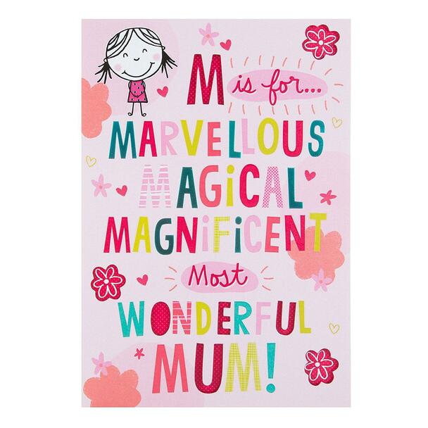 Mum Mother'S Day Marvellous Card 'M Is For'