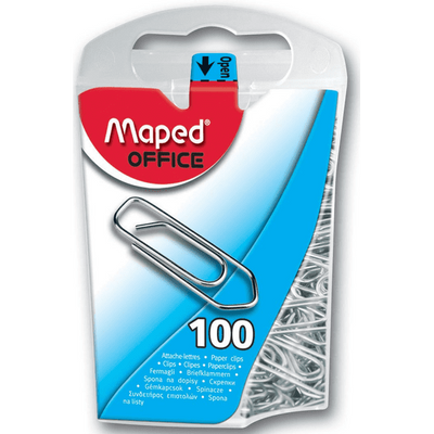Maped Steel Paper Clips In Reusable Plastic Case  X100Pcs