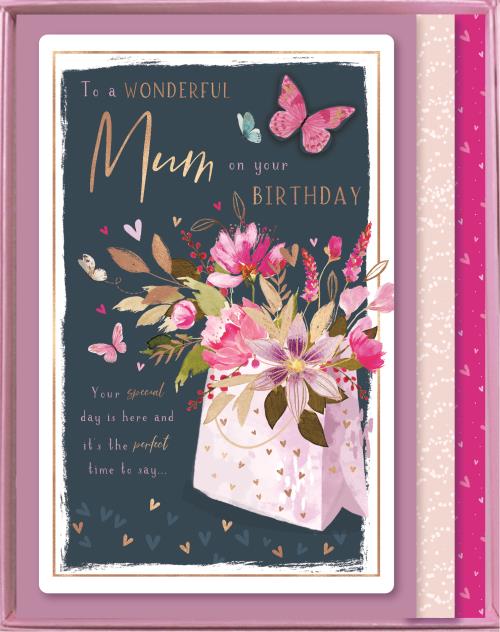 To A Wonderful Mum On Your Birthday - Boxed A4 Birthday Card