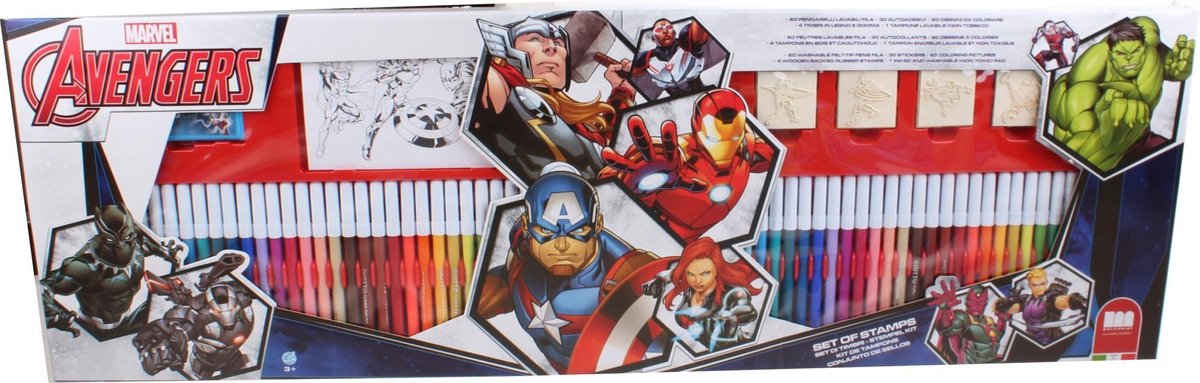 Avengers - Mega Colouring Set X60 Washable Felt Tip ,4 Rubber Stamps And More...