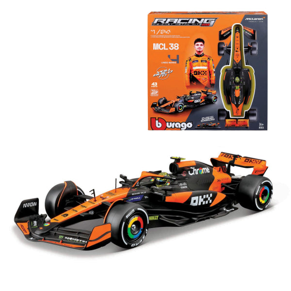 Bburago F1 KIT McLaren MCL38 Lando Norris 1-24 Model Car with Helmet