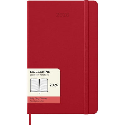 Moleskine A5 Red Daily Hard Cover 12 Month 2026 Planner