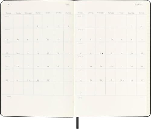 Moleskine A5 Classic 18 Month from July 2025 - December 2026 Daily Planner Hard Cover Black