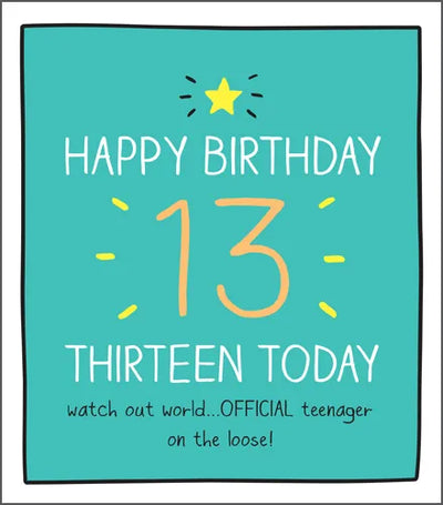 Happy Birthday 13 Thirteen Today Official Teenager Card