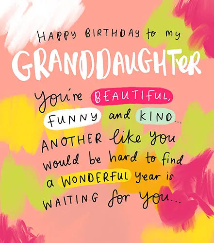 Happy Birthday to my Granddaughter Card Your Beautiful Funny And Kind