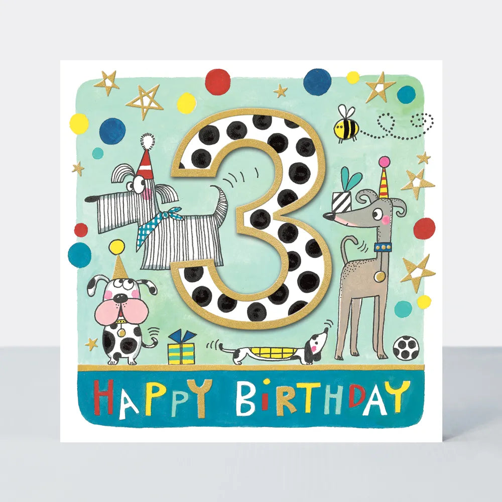 Happy Birthday 3rd Birthday Card with Dogs