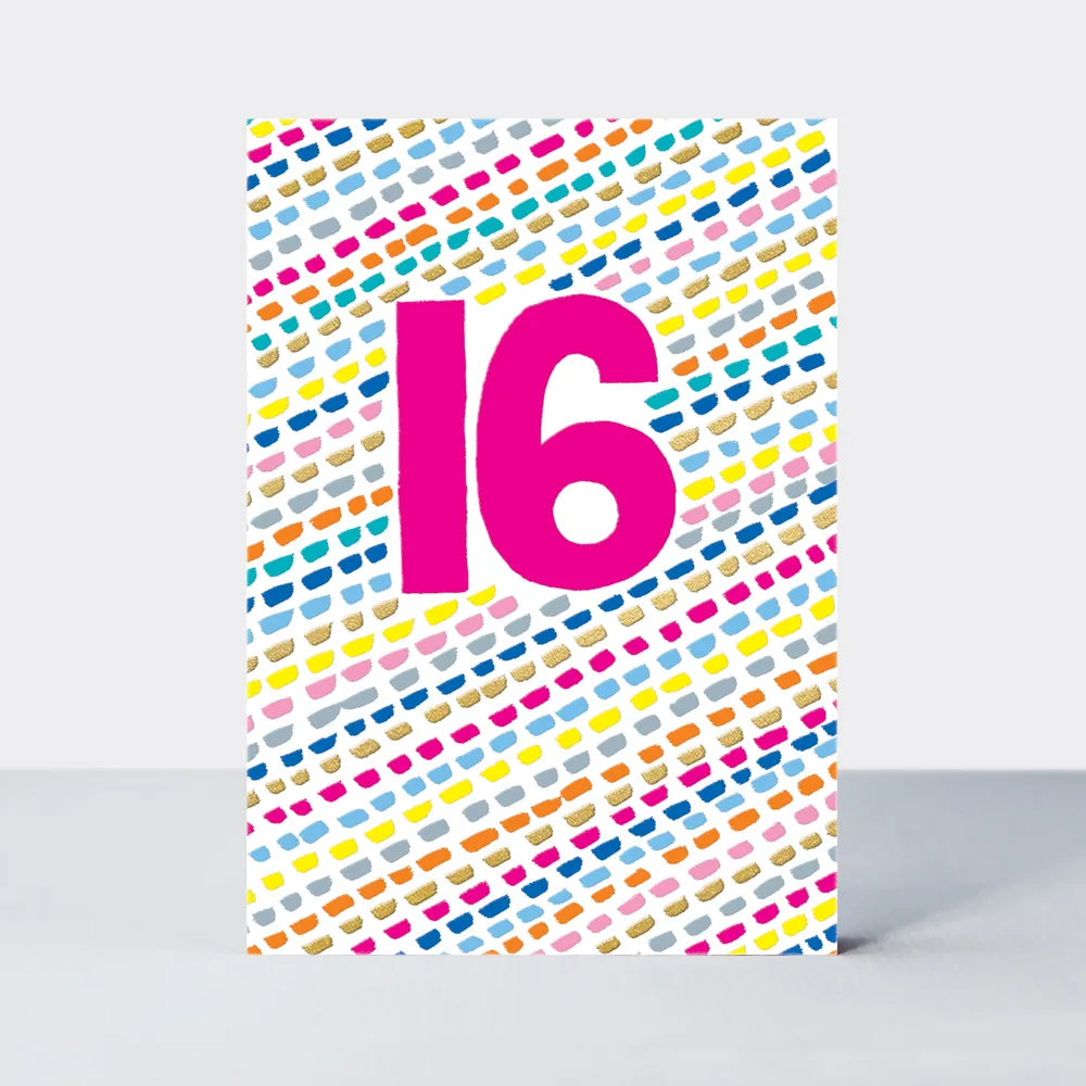 Colorful Number 16 th Birthday Card