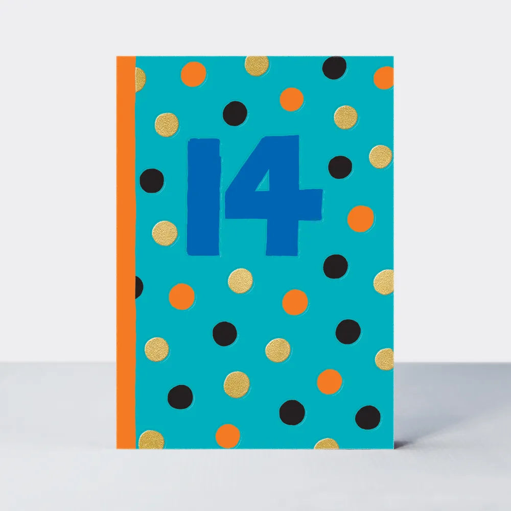 Colorful Abstract Number 14 Birthday Card
