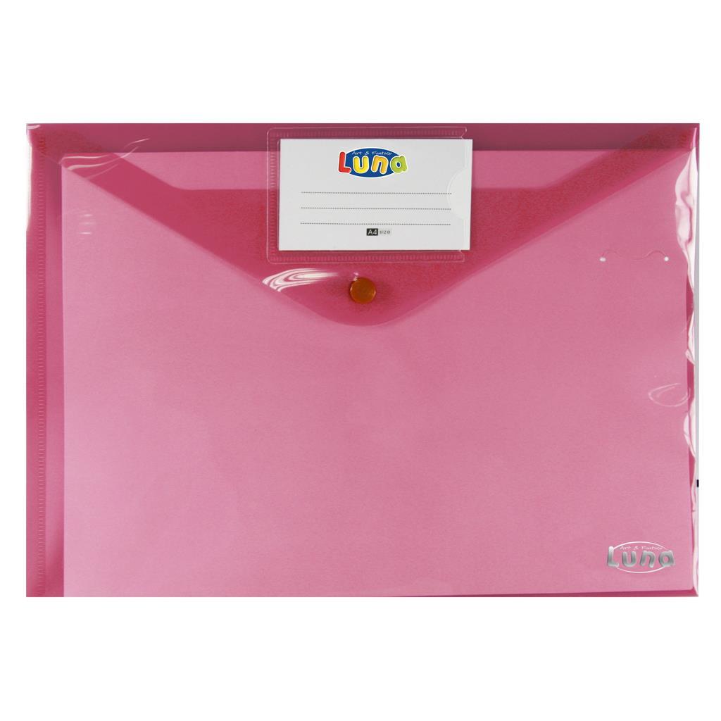 Plastic A4 Button Envelope Red