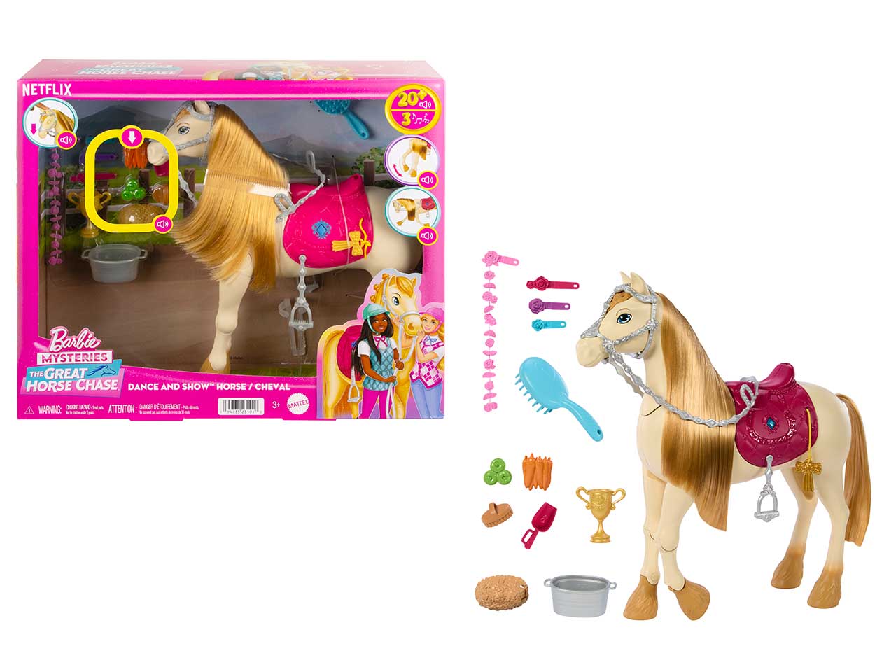 Barbie Mysteries The Great Horse Chase Interactive Toy Horse With Sounds Music & Accessories Set 13Pc