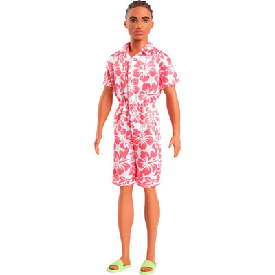 Barbie Fashionistas Ken Doll with Braided Brown Hair & Hawaiian Print Jumpsuit