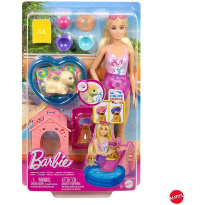 Barbie Puppy Pool Party Playset with Fashion Doll and Accessories