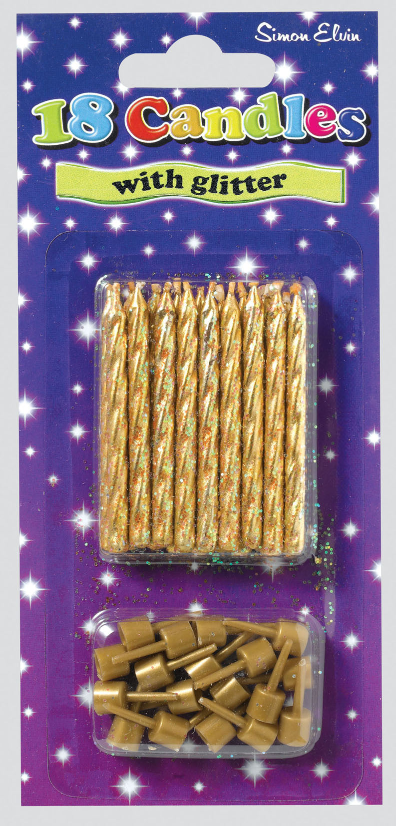 Gold With Glitter Candles X18