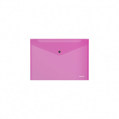 Plastic A4 Button Envelope Pink
