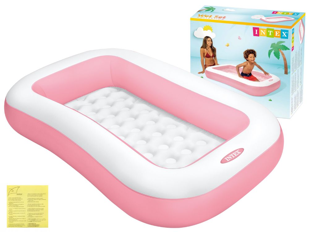 Pink Inflatabel Pool Inflatable Rectangle Pink Pool 166 X 100 X 25 Cm – Eduline Malta
