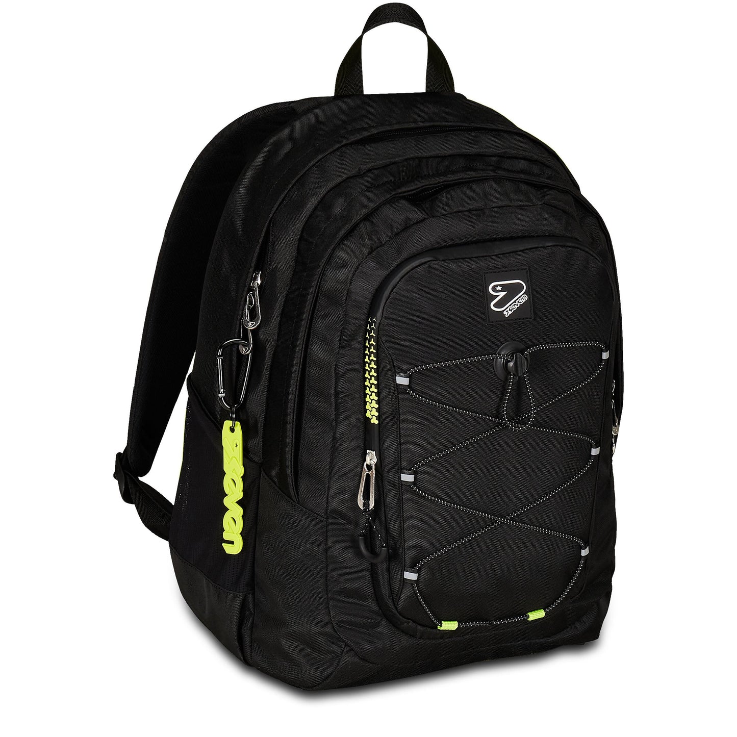 SEVEN TECH Jet black BACKPACK 2 Large compartments fit A4