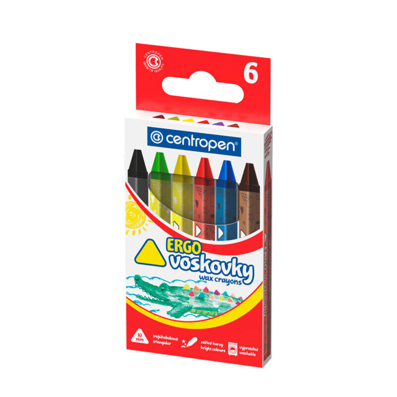 Triangular Wax Crayons x6 Colours