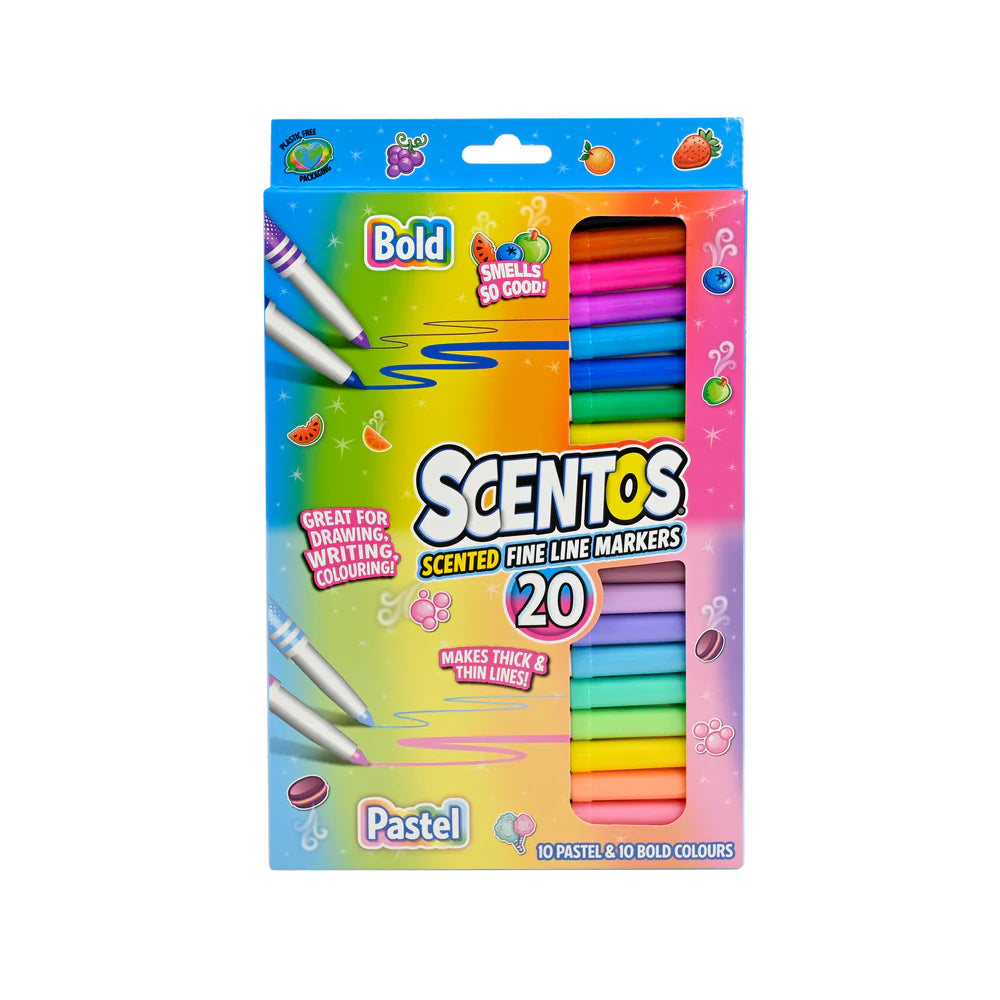 Scented Fine Line Markers Bold & Pastel Colors  X20Pcs