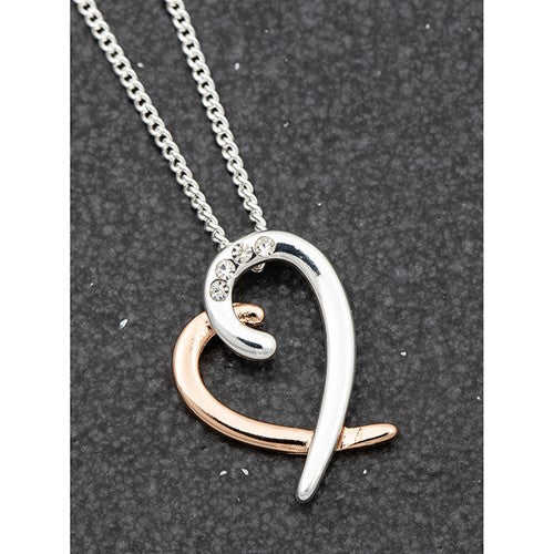 2 Tone Layered Heart Necklace