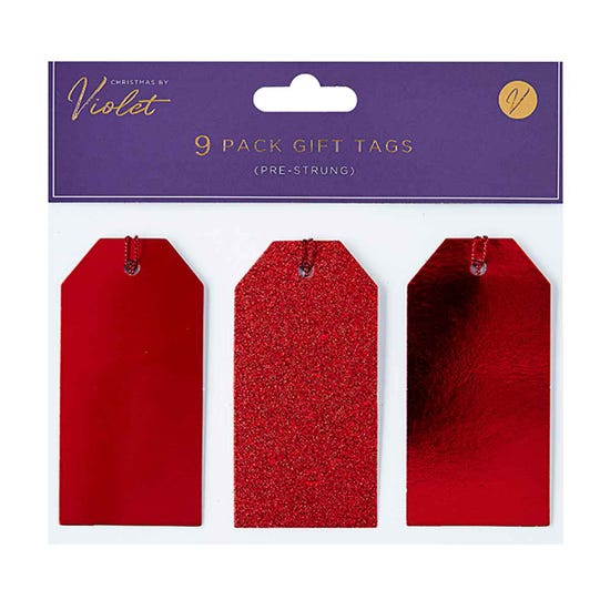 Red Gift Tags Pack Of 9