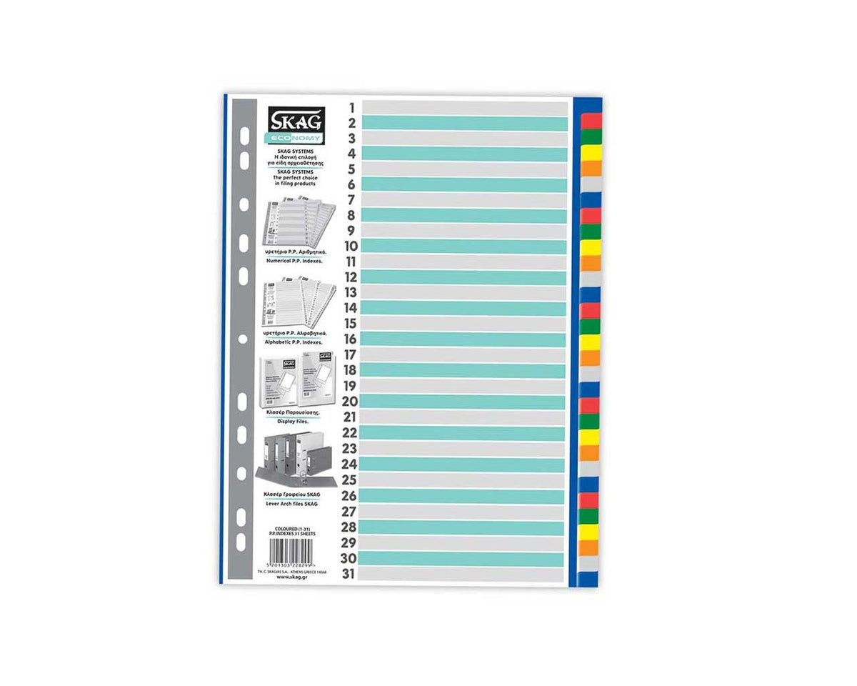 Index Dividers x 31 coloured dividers