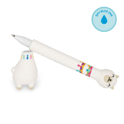 Legami Stand-Ink Ovation Llama Ballpoint Pen with Base, Light Blue Ink