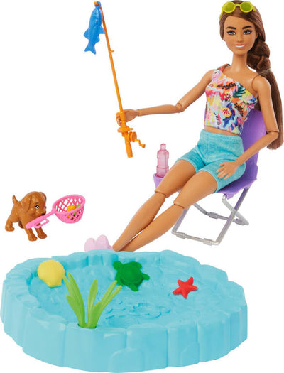 Barbie Dream Camper Playset with Roof Tent, BBQ Grill with Color Change Feature and 60 Accessories