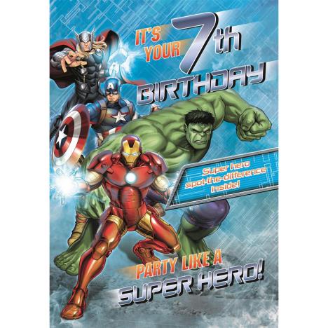 Birthday Card - Marvel Avengers 7Th Birthday Card With Badge