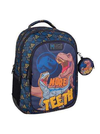 Jurassic More Teeth Elementary School Backpack 2 zip fit A4