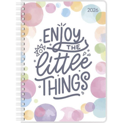 Spiral Diary 2026 A5 one week on 2 pages - Enjoy the little things