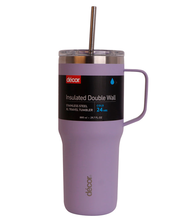 Travel Tumbler Double-Walled Stainless Steel - Leakproof - 880Ml