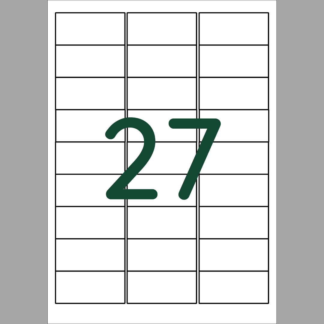 Lables - 27 lables on A4 sheet 7x3cm - 1 box x100 sheets