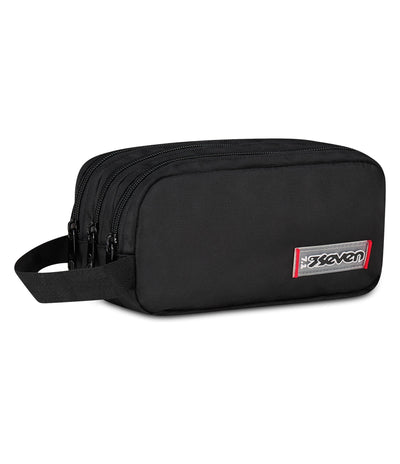 Seven Freethink Unisex 3-Zip Pencil Case - Black