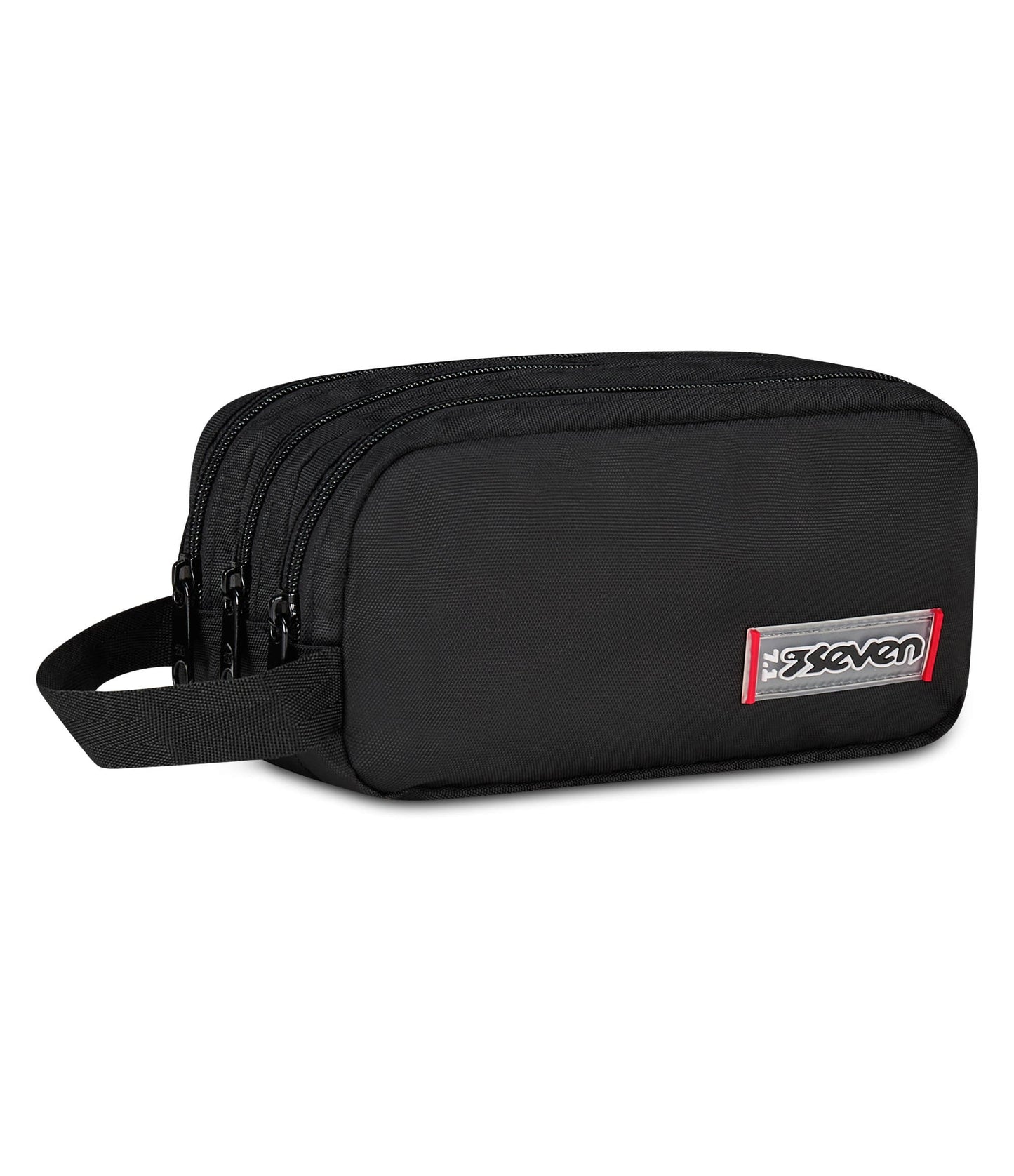 Seven Freethink Unisex 3-Zip Pencil Case - Black