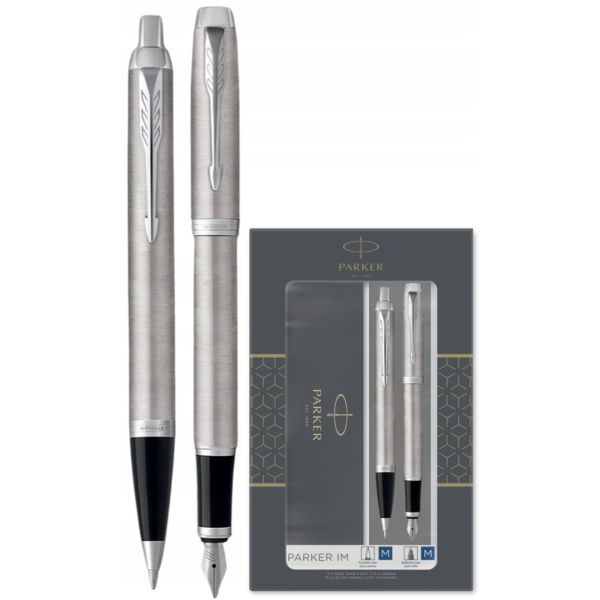 Parker Duo Gift Set Stainless Steel - Ballpoint Pen & Fountain Pen