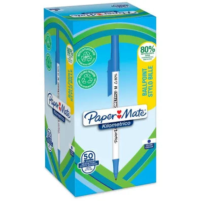 Paper Mate Kilometrico Ballpoint Pen Medium Blue, x50 Pens